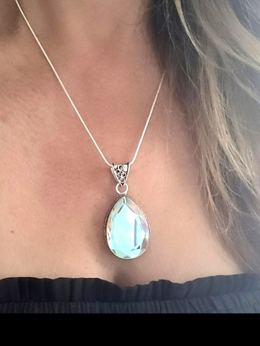 🩷 Large Vintage Rainbow Topaz Gemstone Pendant - Last One!!!
